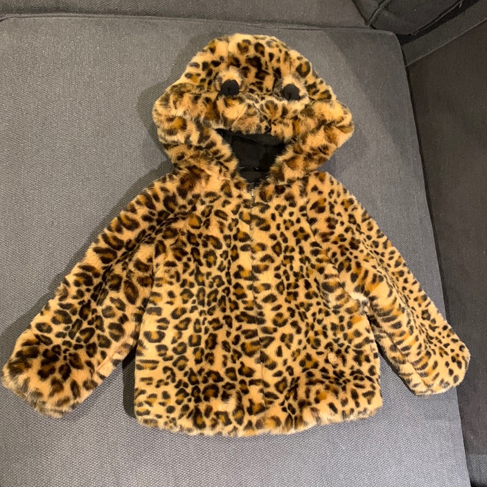 Fabulous Baby Gap Toddler Leopard Faux Fur Coat with Kitty Ears on Hood